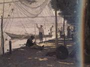 Francois Bocion Fishermen Mending Their Fishing Nets (nn02) oil painting artist